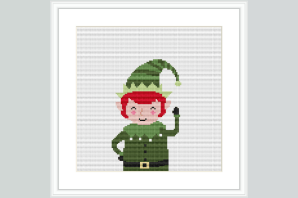 Waving Elf Cross Stitch Pattern