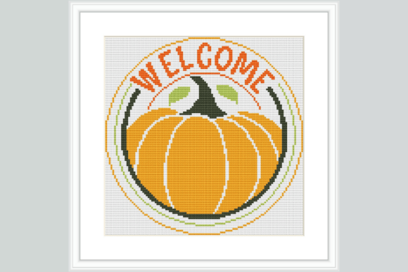 Welcome Pumpkin Cross Stitch Pattern