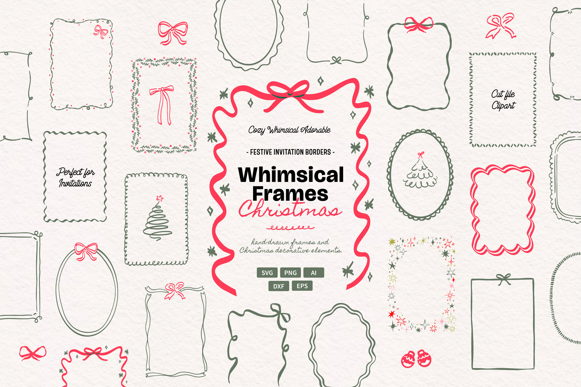 Whimsical Hand-Drawn Christmas Frames