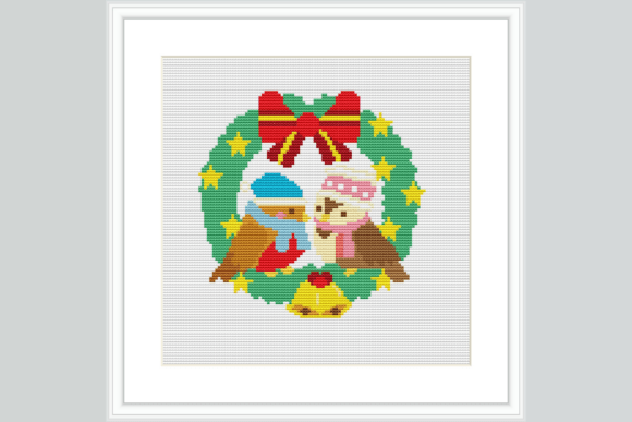 Wreath Birds Cross Stitch Pattern