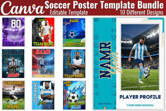 10 Editable Soccer Ball Poster Template
