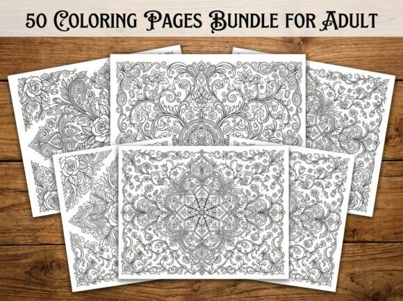 50 Floral Coloring Pages Bundle