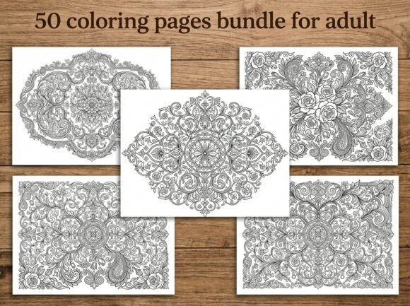 50 Floral Coloring Pages Bundle
