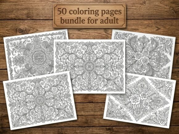 50 Floral Coloring Pages Bundle