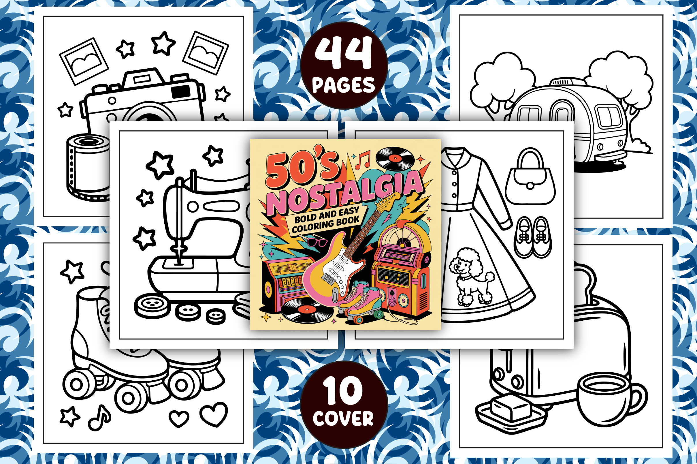 50's Nostalgia Bold and Easy Coloring