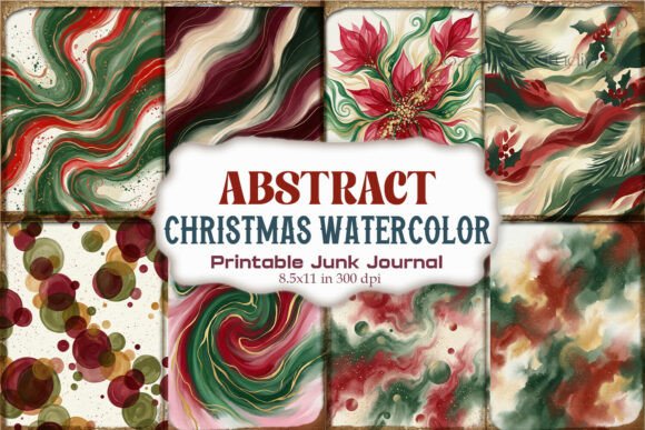 Abstract Christmas Watercolor Pages