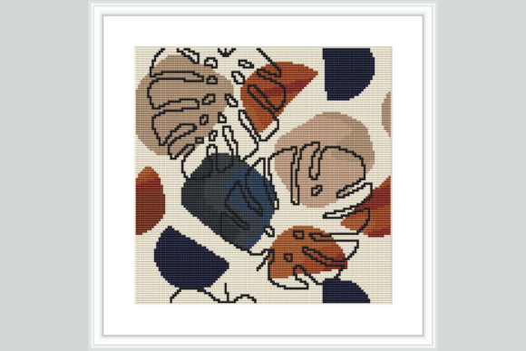 Abstract Monstera Cross Stitch Pattern