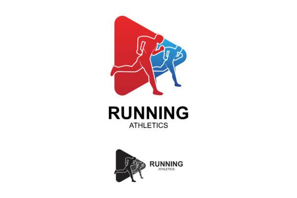 Abstract Running Man Silhouette Logo.