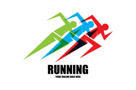Abstract Running Man Silhouette Logo.