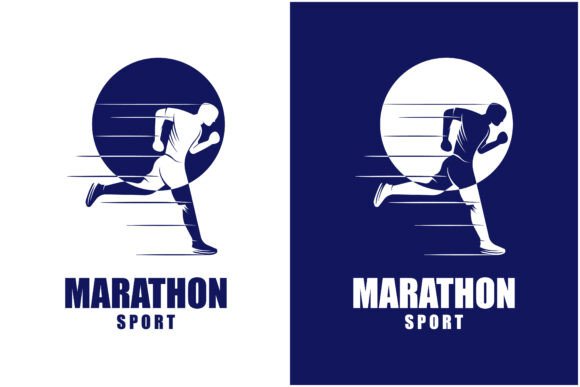 Abstract Running Man Silhouette Logo.