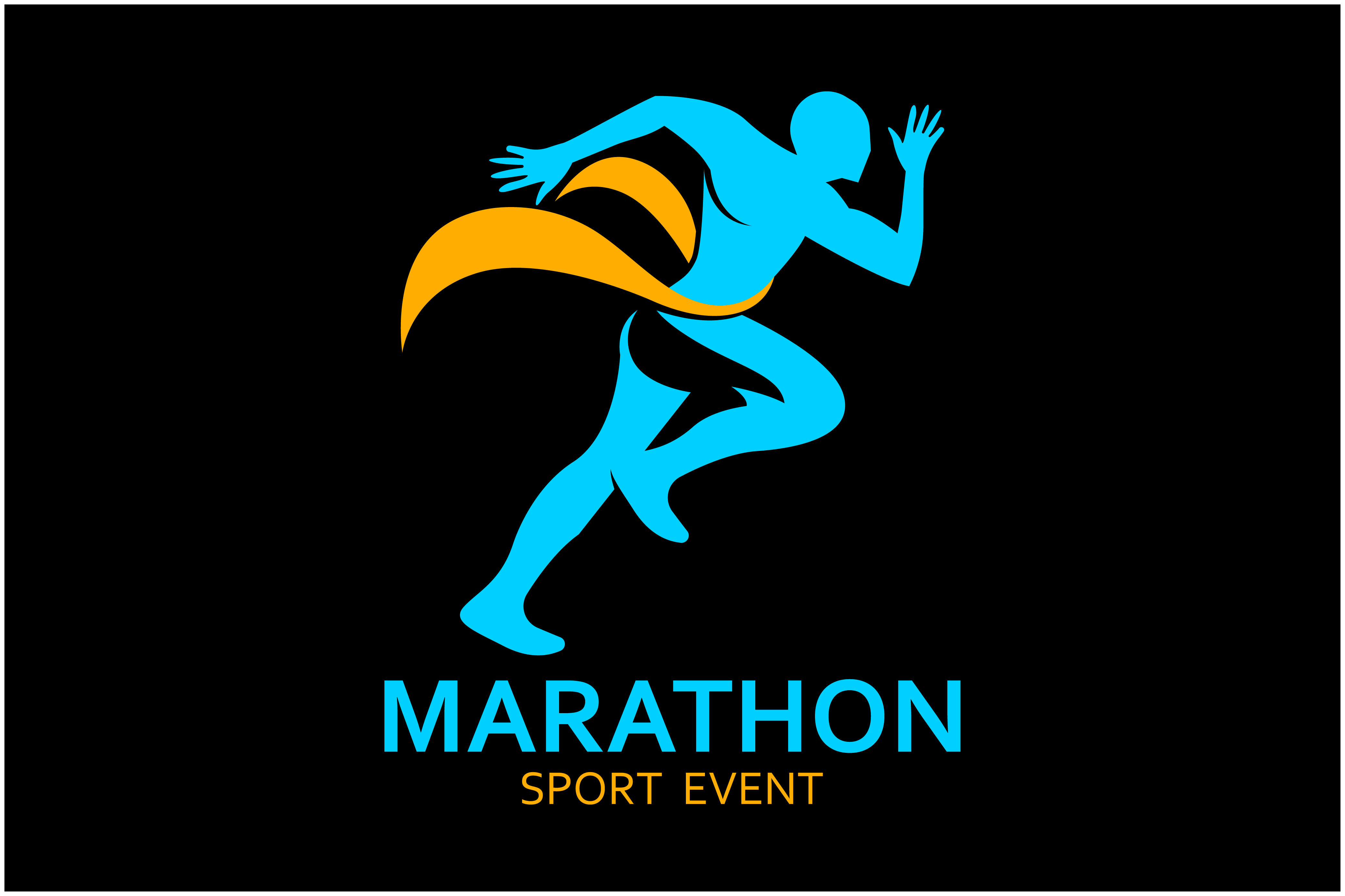 Abstract Running Man Silhouette Logo.