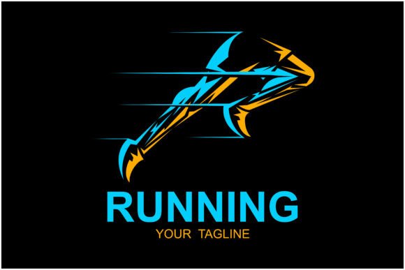 Abstract Running Man Silhouette Logo.