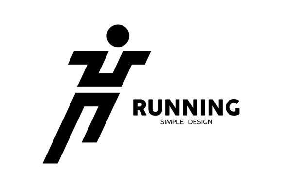 Abstract Running Man Silhouette Logo.