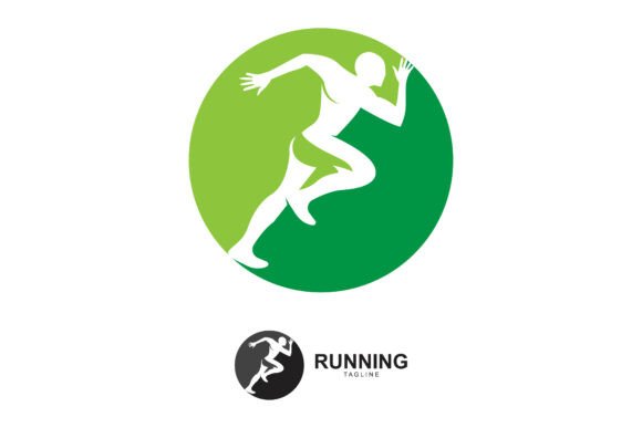 Abstract Running Man Silhouette Logo.