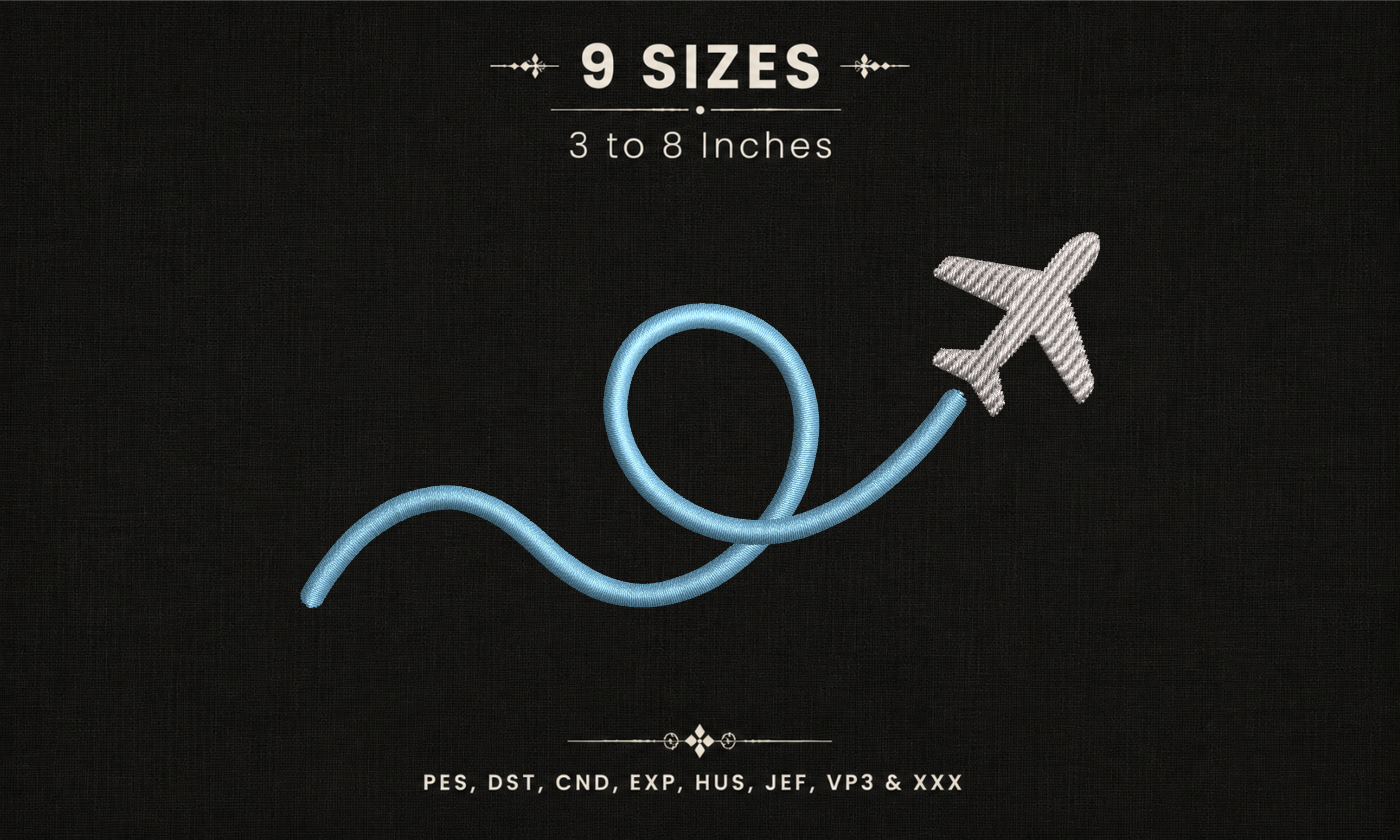 Airplane Flight Trail Loop Embroidery