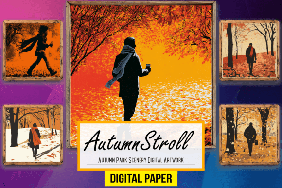 Autumn Park Scenery Digital Art Designs