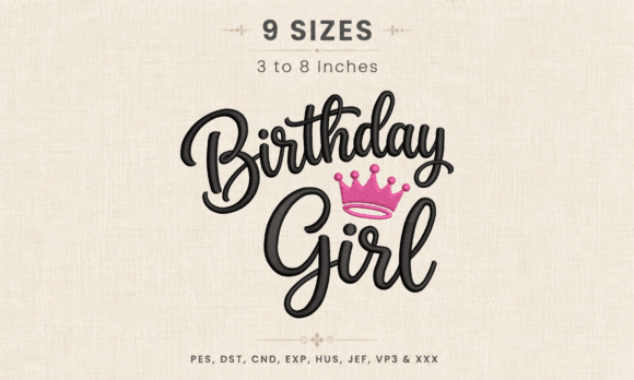 Birthday Girl Pink Crown Script Pattern