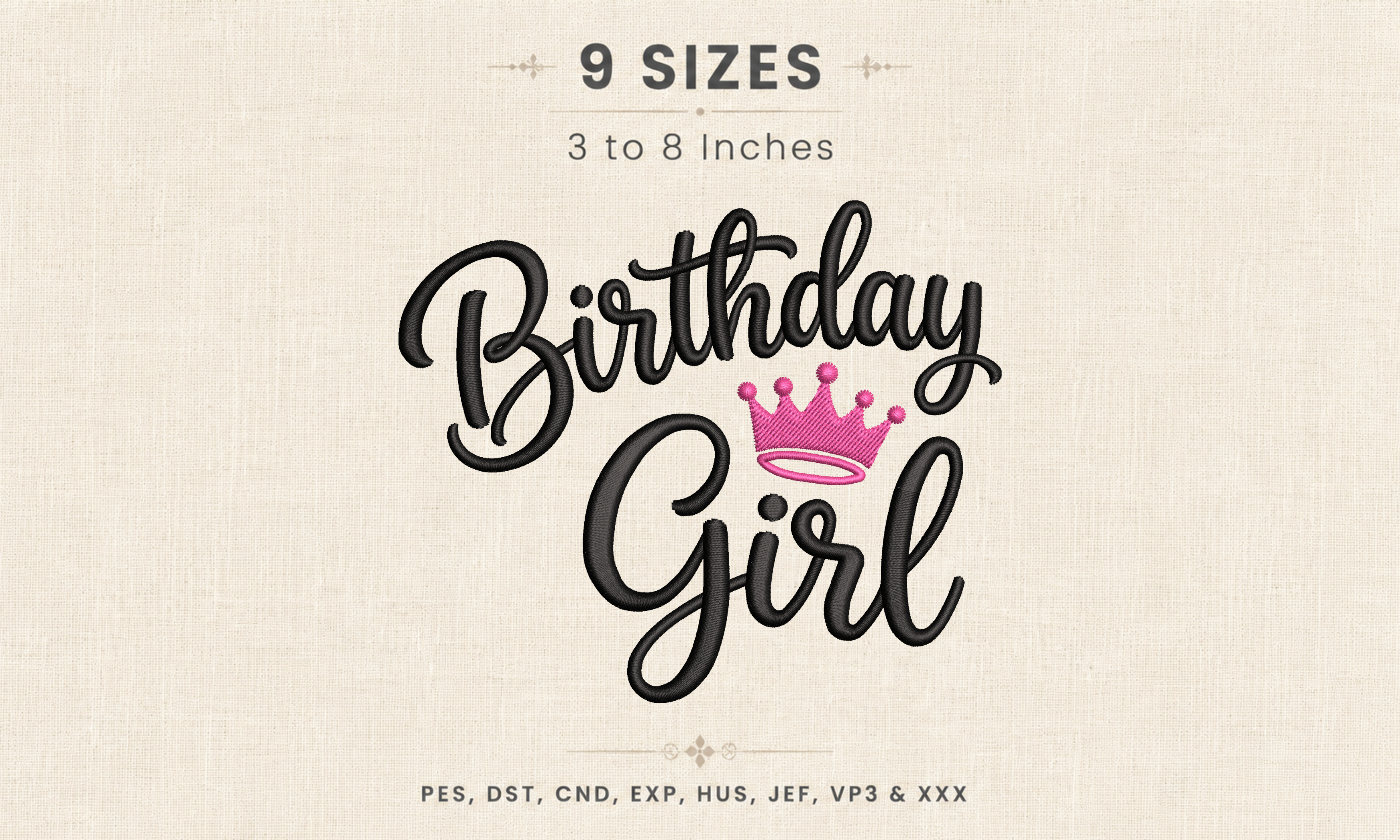 Birthday Girl Pink Crown Script Pattern