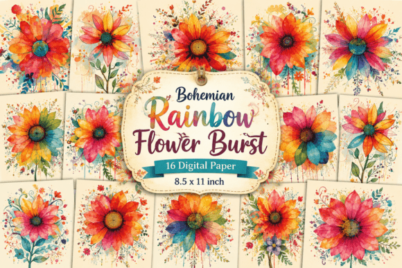 Bohemian Rainbow Flower Burst