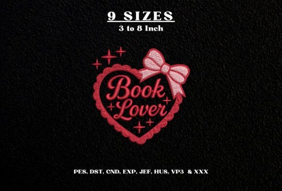 Book Lover Machine Embroidery Design DST