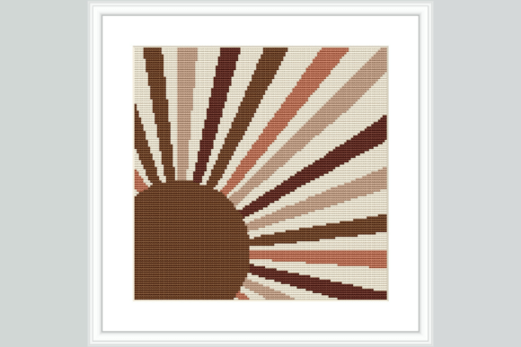Brown Sunburst Cross Stitch Pattern