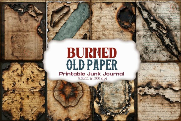 Burned Old Paper Junk Journal Paper