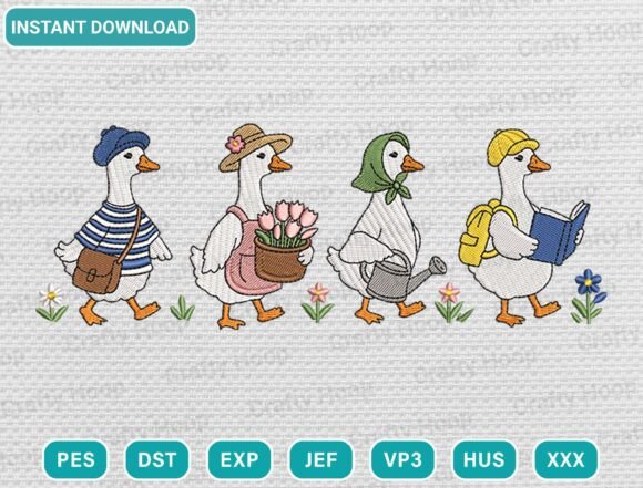 CUTE DUCKS Embroidery Design