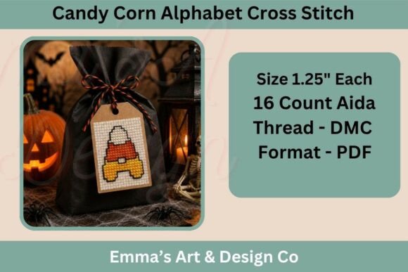 Candy Corn Alphabet Cross Stitch Pattern