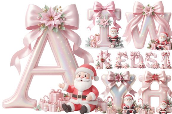 Christmas Alphabet Letters Pink Coquette