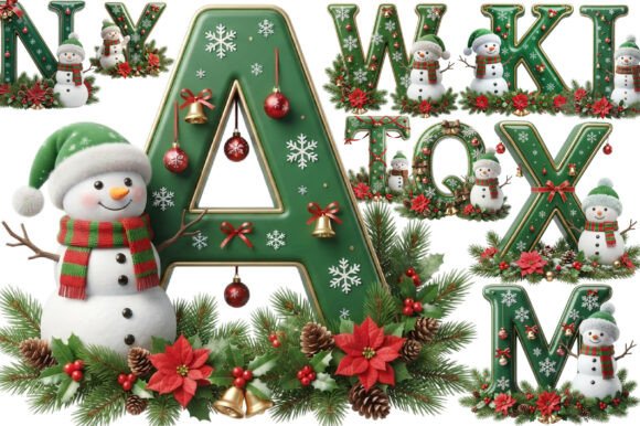 Christmas Alphabet Letters Snowman Bundl