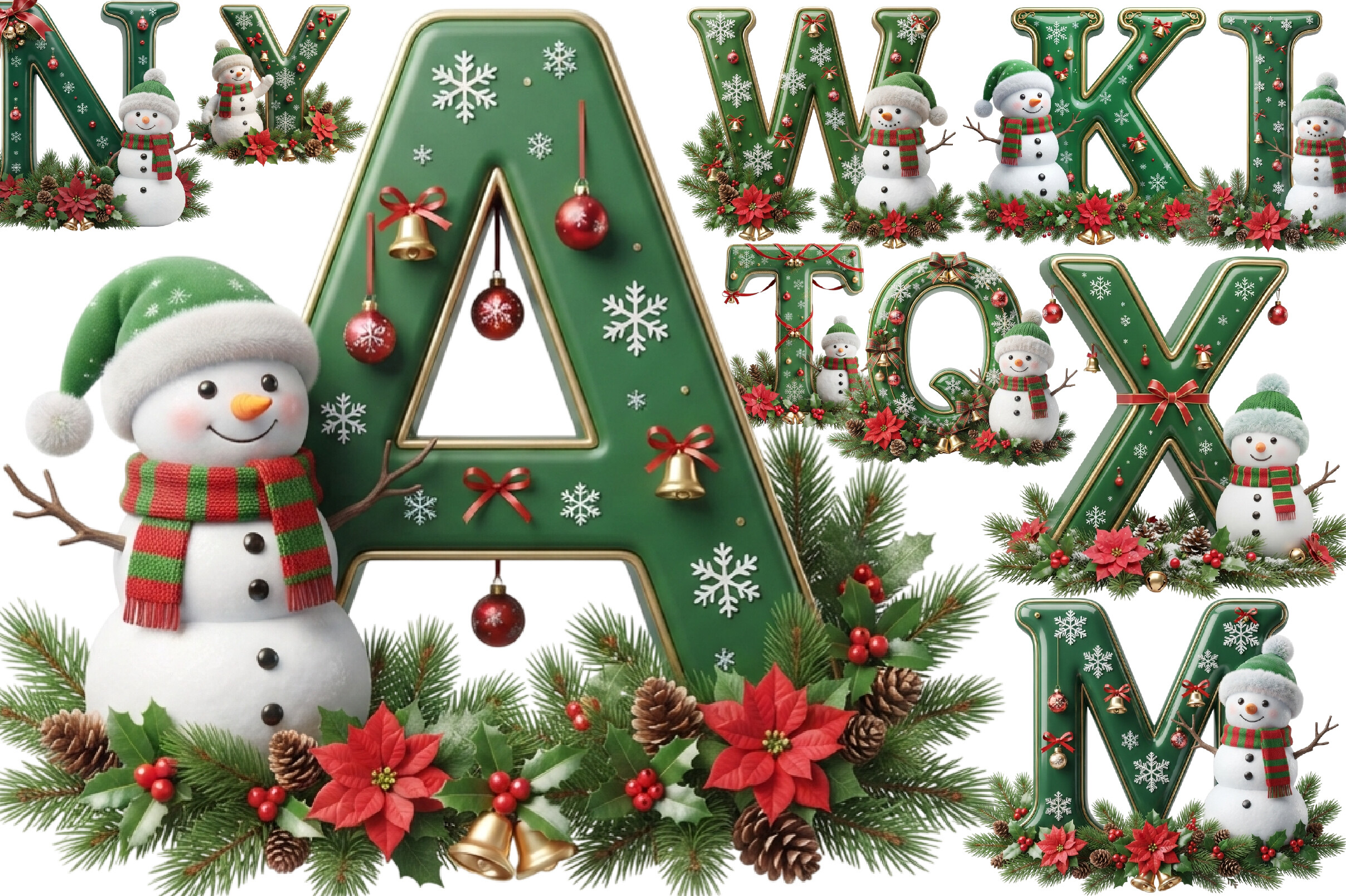 Christmas Alphabet Letters Snowman Bundl