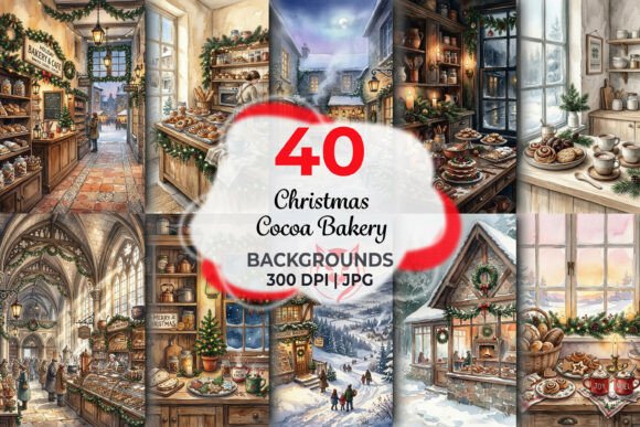 Christmas Cocoa Bakery Backgrounds