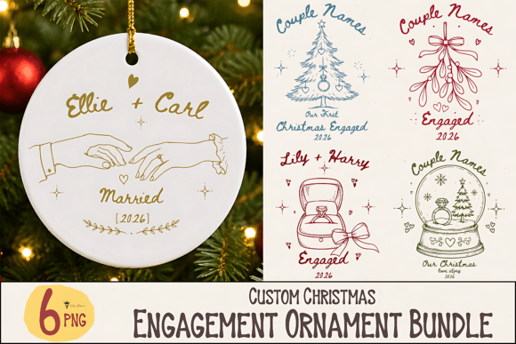 Christmas Engagement Ornament PNG Bundle