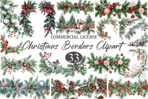 Christmas Garland Borders Clipart
