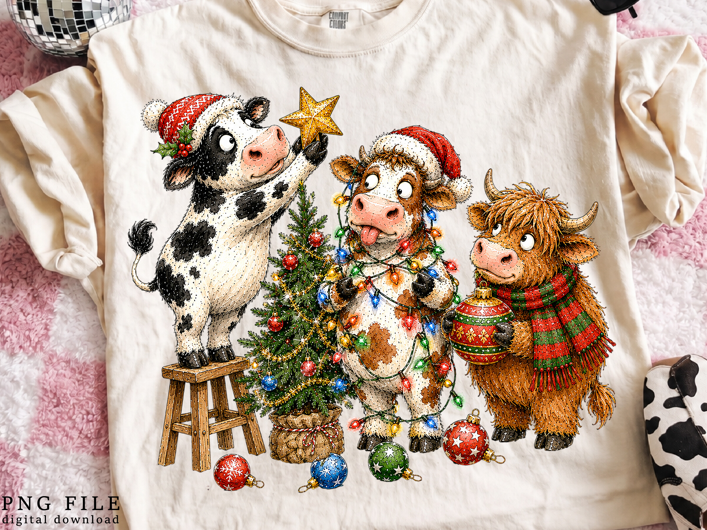 Christmas Highland Cows Sublimation