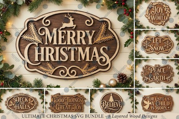 Christmas Sign Laser Cut SVG Bundle laser cut file