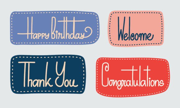 Colorful Hand Lettering Greeting Labels