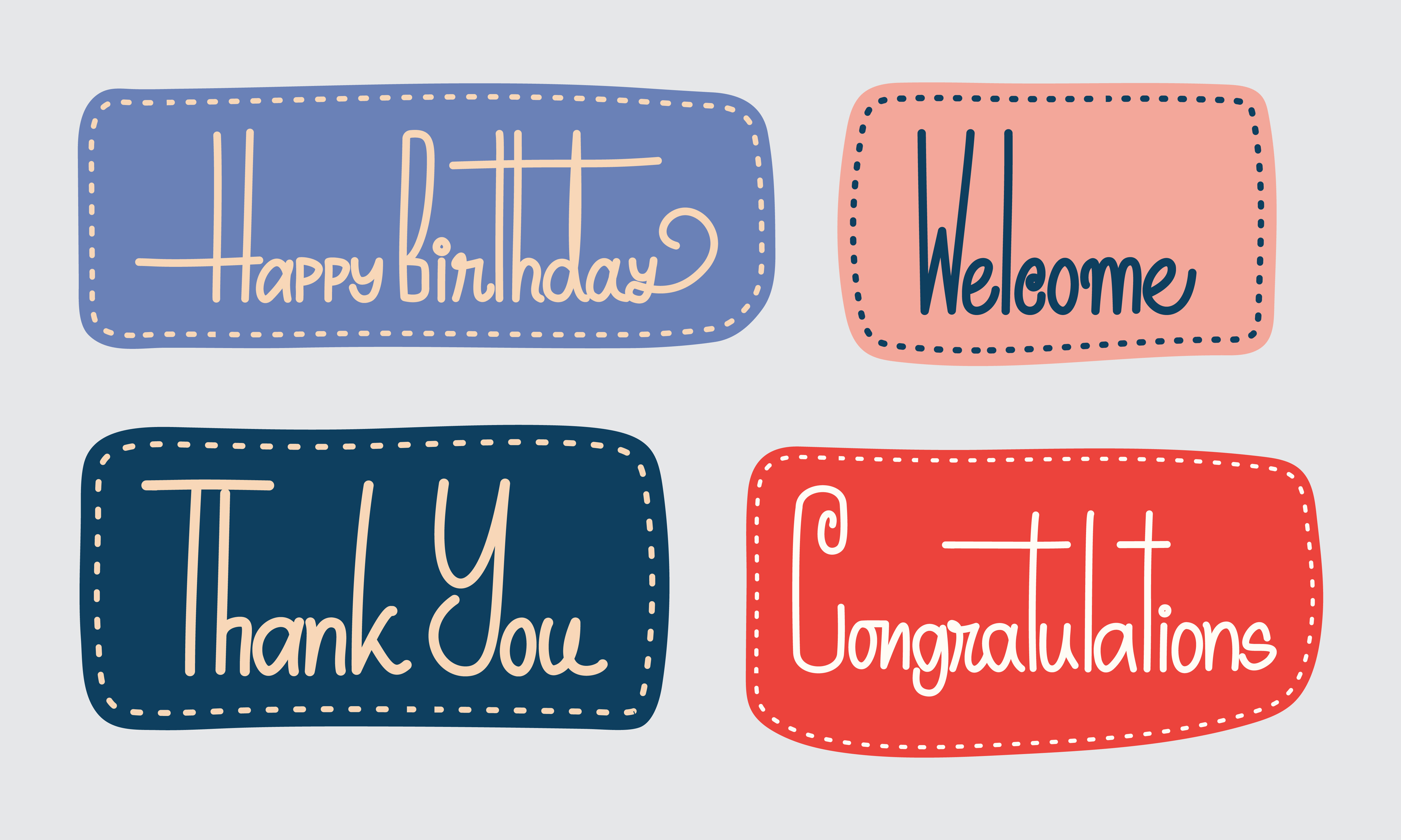 Colorful Hand Lettering Greeting Labels
