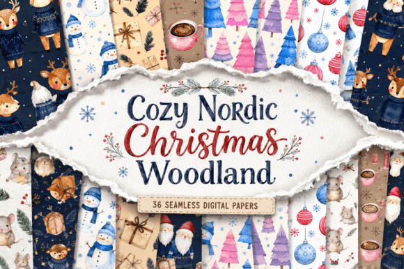 Cozy Nordic Christmas Woodland Pattern