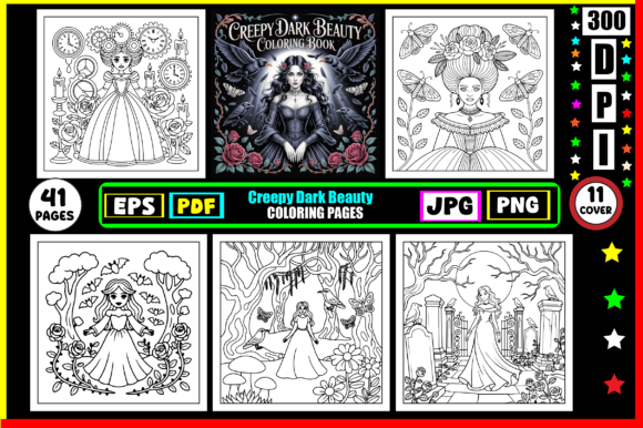 Creepy Dark Beauty Coloring Pages