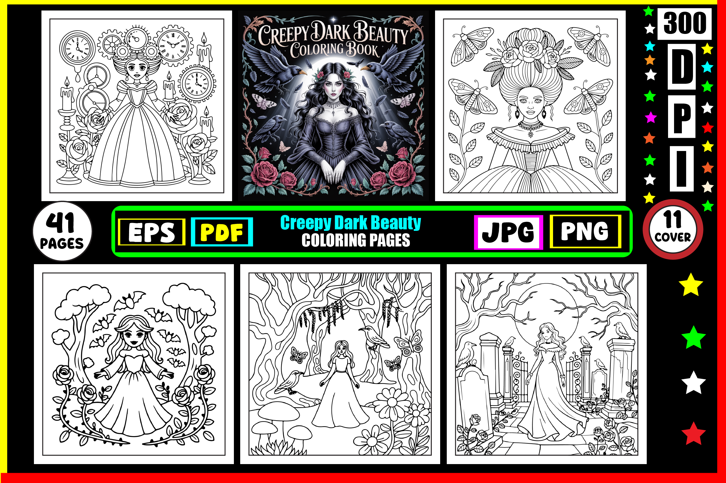 Creepy Dark Beauty Coloring Pages