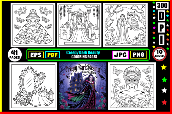 Creepy Dark Beauty Coloring Pages