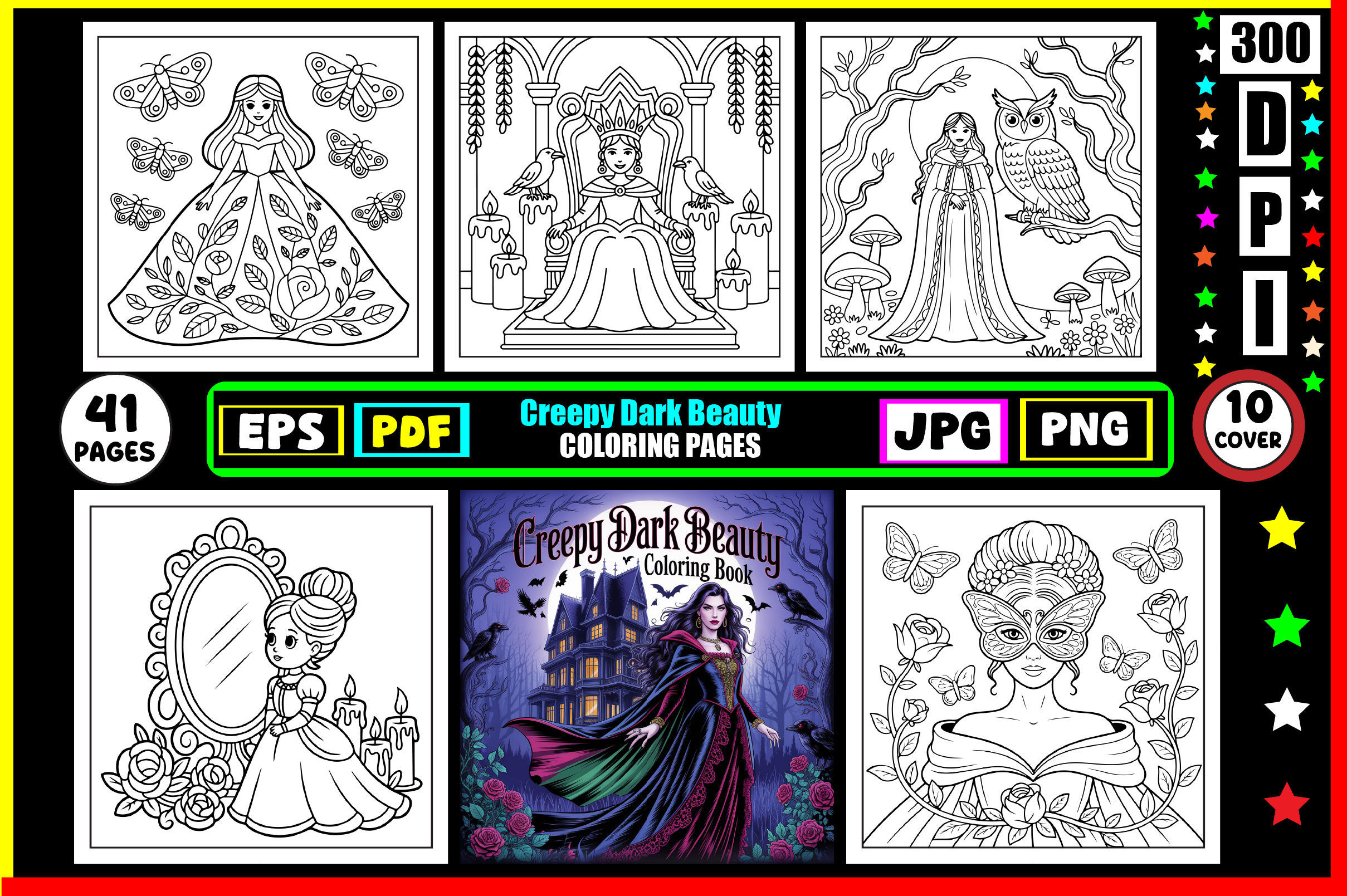 Creepy Dark Beauty Coloring Pages