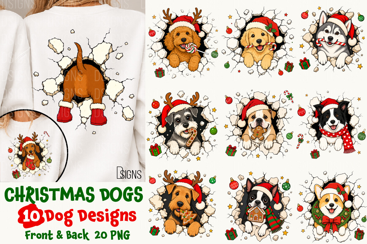 Cute Christmas Dog Front & Back Bundle