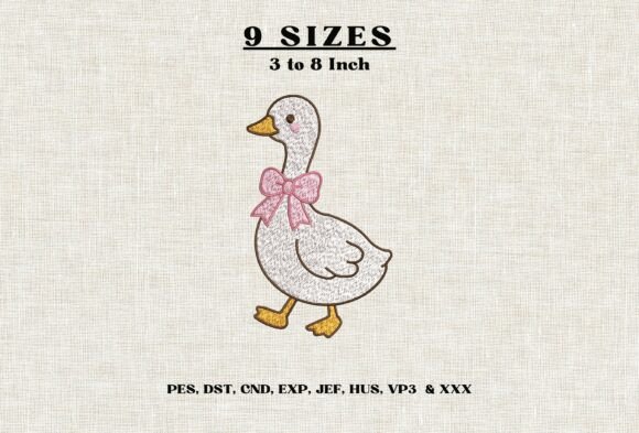 Cute Goose Bow Machine Embroidery Design
