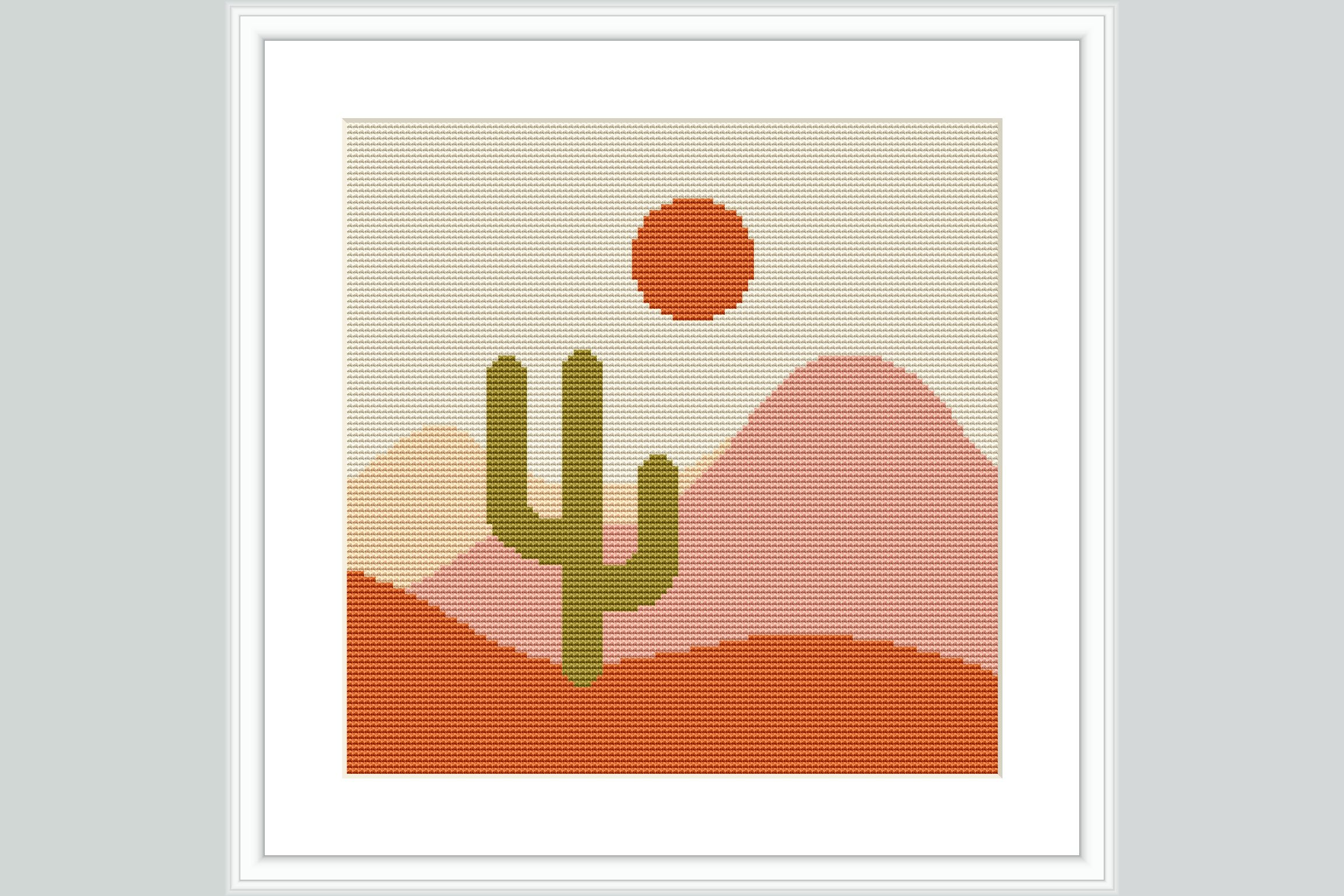 Desert Cactus Sun Cross Stitch Pattern