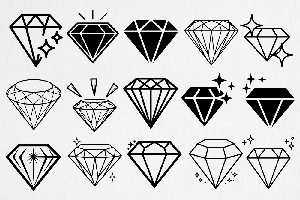 Diamond SVG Bundle, Gemstone Clipart