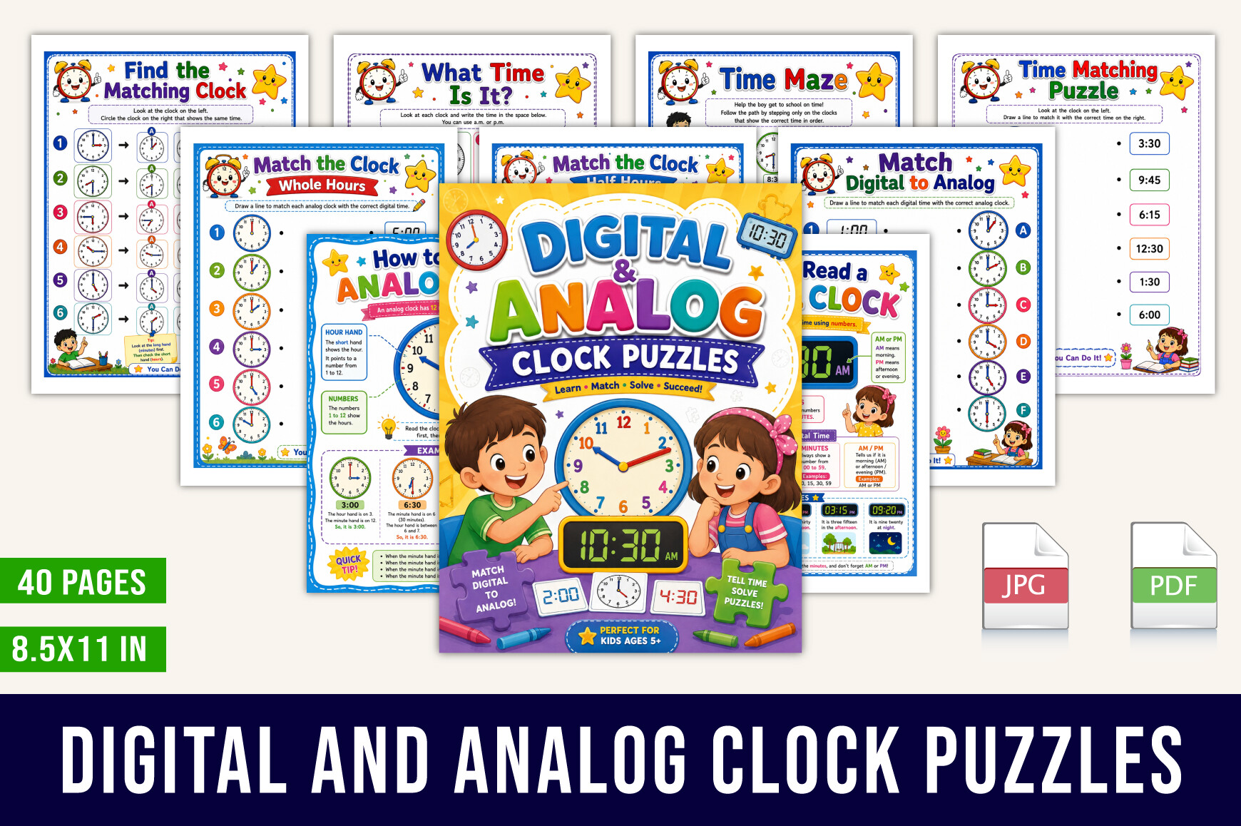 🕒 Digital & Analog Clock Puzzles