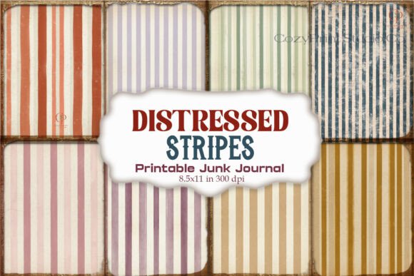 Distressed Stripes Junk Journal Paper