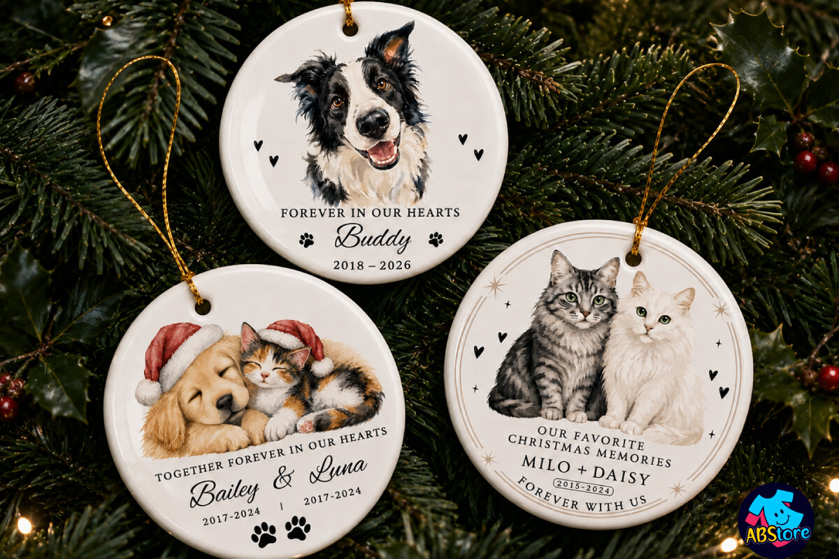 Dog and Cat Memorial Ornament SVG Bundle